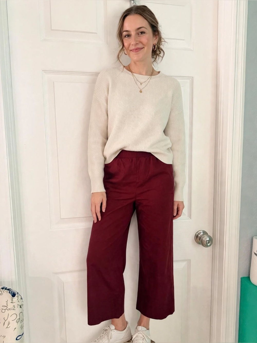 House of Harlow 1960 Wide-Leg Pants in Deep Burgundy